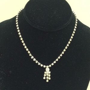 Vintage faux diamond necklace 14”